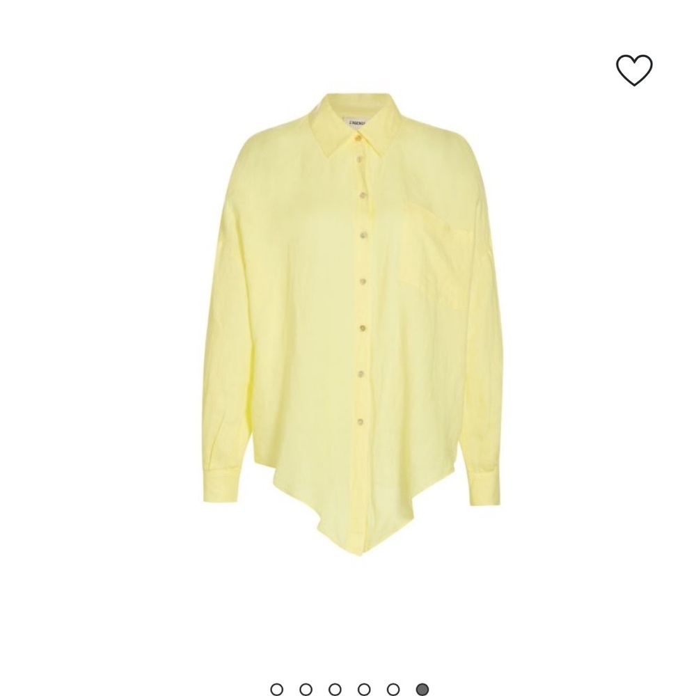 L'Agence Talitha Tie Blouse Yellow Button Up Shirt Linen Blend Top - Picture 7 of 15